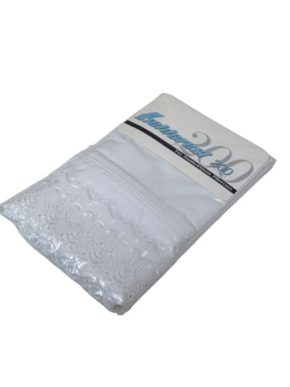 Fieldcrest Princess Lace Pillowcases Pair White Standard Eyelet New Old Stock